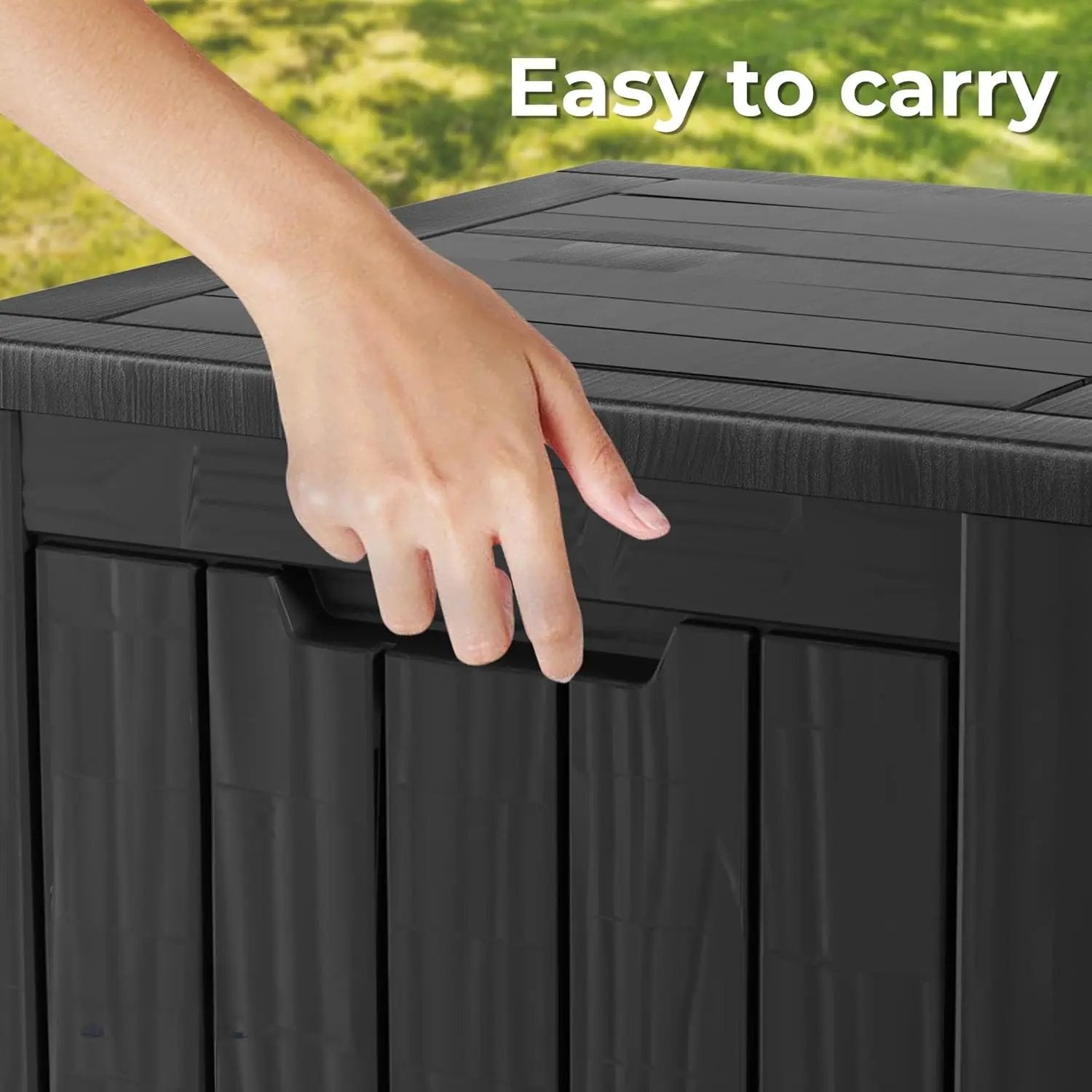 35 Gallon Resin Deck Box, Waterproof Outdoor Storage Bin for Patio, Poolside, and Garden, Lockable & UV-Resistant, Ideal for Small Spaces, Black by GreenHaven Gardens