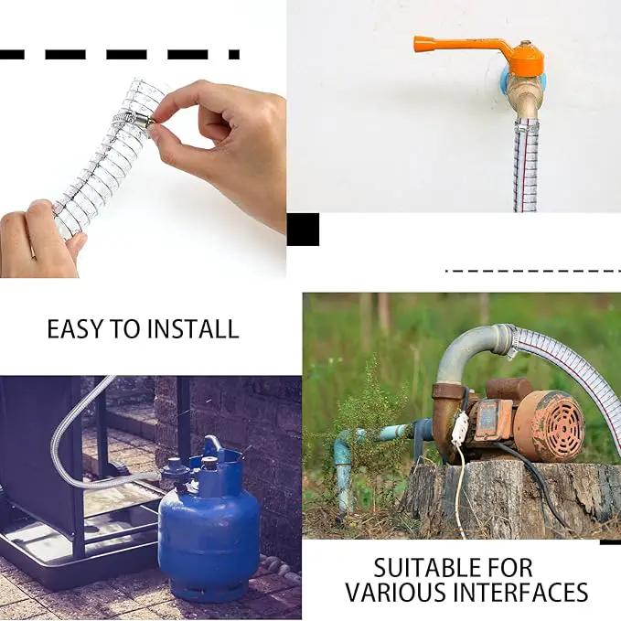 Frienda Heavy Duty Steel Wire Flexible Tubing with Fasteners PVC High Pressure Drain Hose Tube Pond Tubing Clear Wire Reinforced for Pond Bilge Pump Vacuum Suction Hose(10 Ft, 1 Inch Id) by GreenHaven Gardens