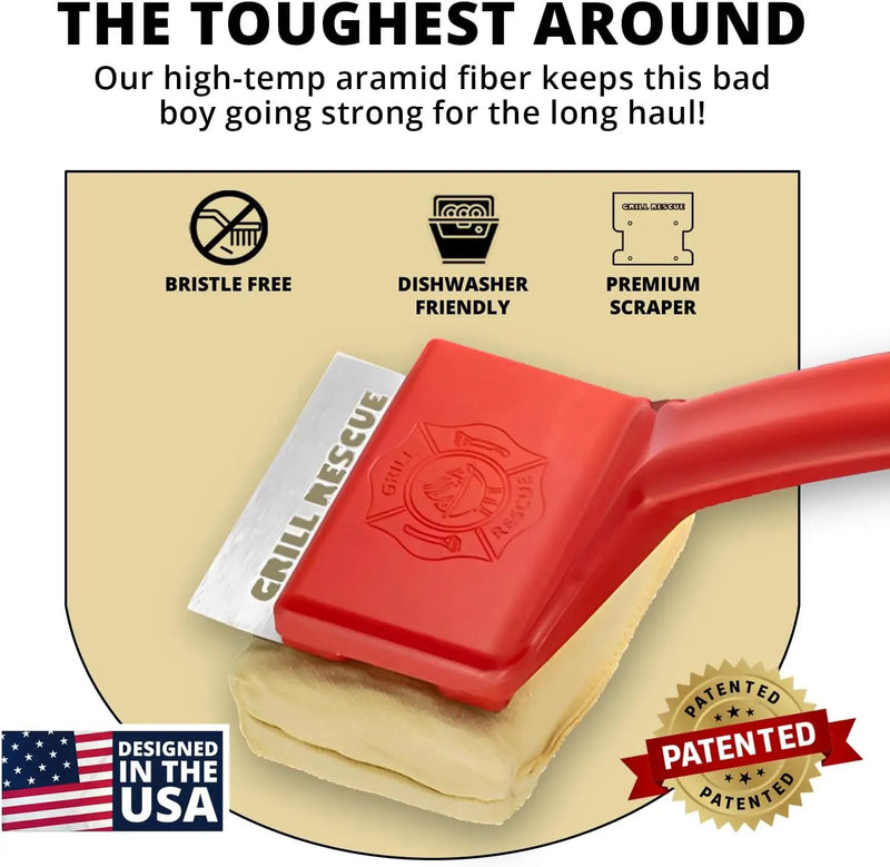 Grill Rescue BBQ Replaceable Cleaning Head, Bristle Free - Durable and Unique Grill Tools for Cast Iron or Stainless-Steel Grates, Barbecue Cleaner by GreenHaven Gardens