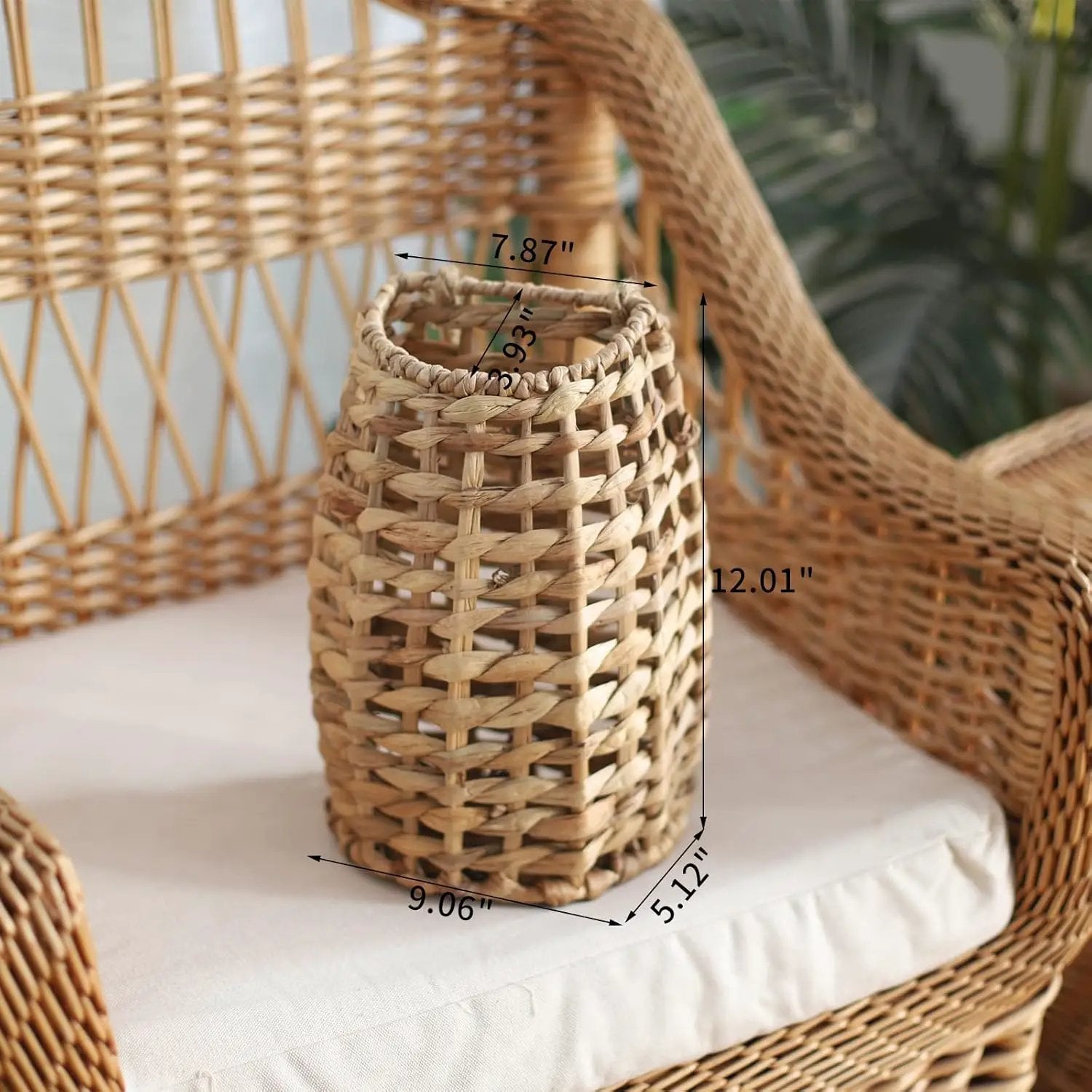 Woven Water Hyacinth Hanging Basket Door Hanging Basket Wall for Home Garden Farmhouse (Water Hyacinth) by GreenHaven Gardens