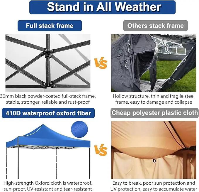 COBIZI 10x10 Heavy Duty Pop up Canopy with 4 Removable Sidewalls, Canopy Tent with Portable Bag, Ez Pop up Tent Commercial Gazebo Waterproof Sunshade for All Weather Party Camp Stall Patio by GreenHaven Gardens