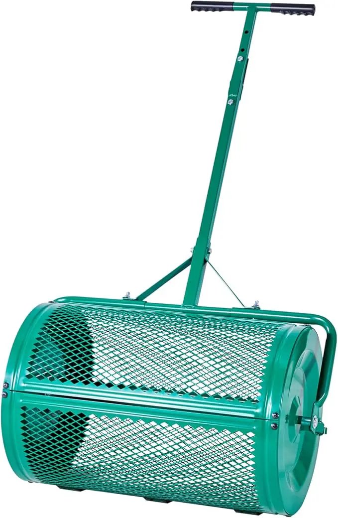 VEVOR Compost Spreader, 24 in Wide Peat Moss Spreader with Push/Tow Handle, 4 Heights Adjustable, Powder-Coated Steel Garden Peat Moss Roller, Heavy Duty Grass Seed Spreaders for Planting Seeding by GreenHaven Gardens