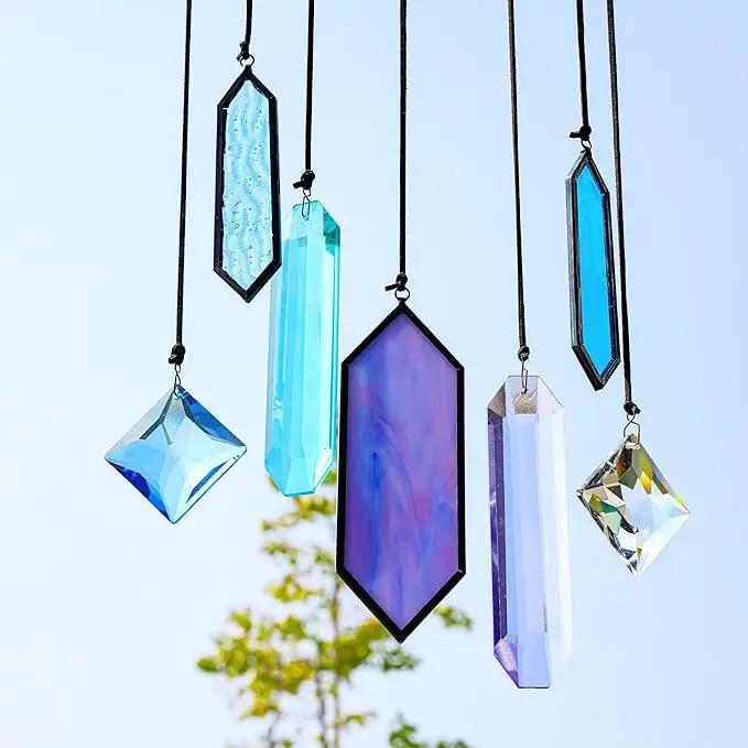 HDCRYSTALGIFTS Set 7 Crystal Blue Dreams Sun Catchers Window Hanging Ornaments Stained Glass Suncatchers Kit for Window Indoor Home Garden Decor by GreenHaven Gardens