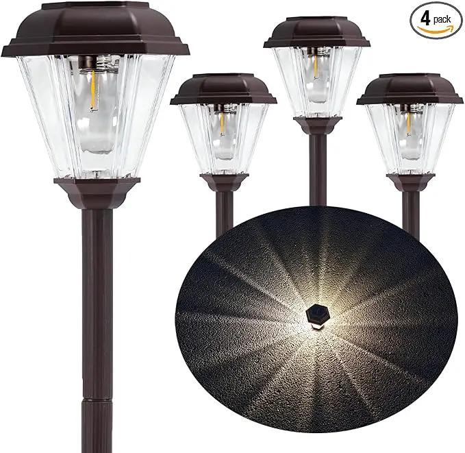 Solar Pathway Lights Outdoor 4 Pack, Upgraded 1000mAh Battery Up to 12Hrs, Solar Lights Outdoor Waterproof IP65, Warm White Landscape Light for Garden by GreenHaven Gardens