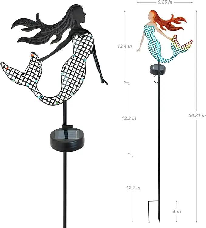 ARTER Solar Mermaid Garden Stake Light, Blue Nautical Ocean Themed Outdoor Waterproof Solar Yard Light with 3.6 Feet 22 LED Fairy Lights for Pathway Patio Lawn Poolside, 37 Inches Tall (Pack of 1) by GreenHaven Gardens