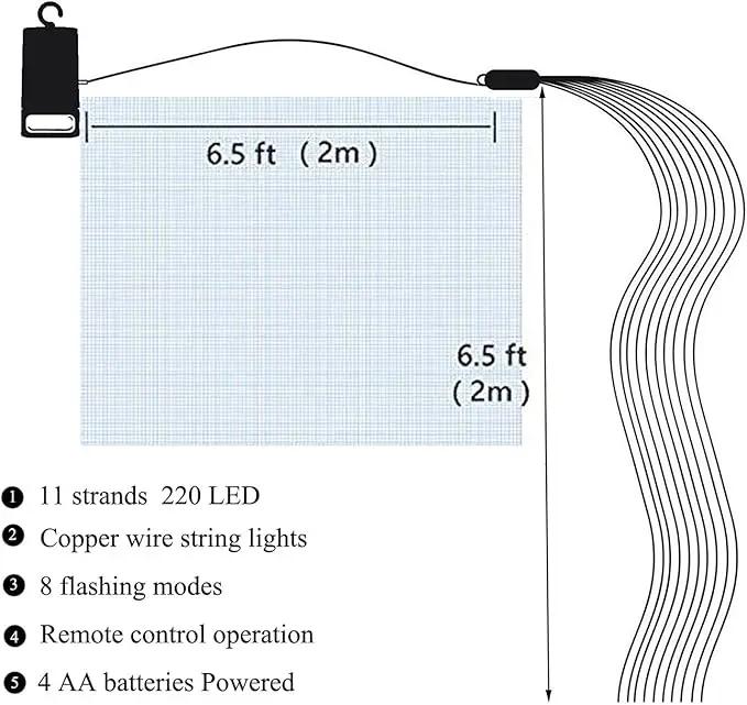 2 Pack 220 LED Firefly Bunch Lights Battery Operated, 8 Flashing Modes Waterproof Copper Wire Waterfall Lights, Remote Controlled Timer and Hooks, Fairy Lights for Indoor Outdoor Decor (Warm White) by GreenHaven Gardens