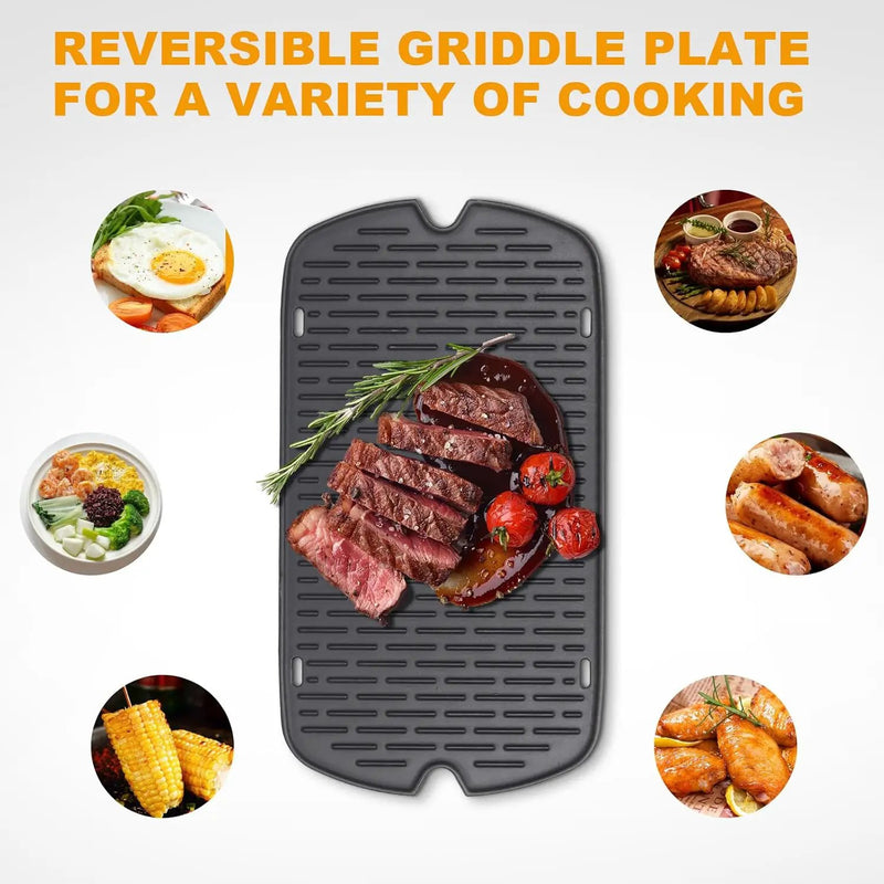 Cast Iron Grill Griddle for Weber 9010001 9011701 9013001 9020001 9030001 Traveler Portable Grill Accessories, Reversible Full Size Cooking Plate with Carry Bag by GreenHaven Gardens