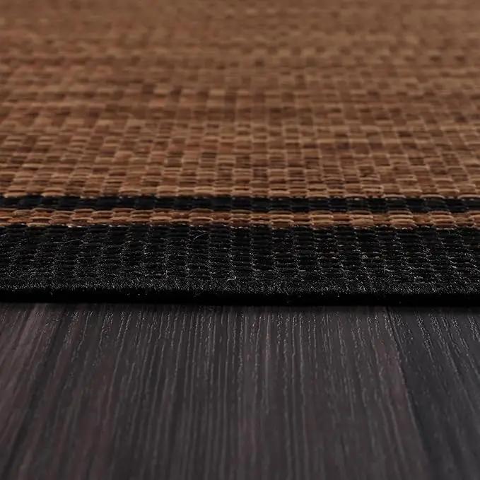 CAMILSON Indoor Outdoor Rug, 5x7 Bordered Nut Brown Black Modern Area Rugs for Indoor and Outdoor Patios, Kitchen and Hallway Mats, Washable Porch Deck Outside Carpet (Bordered Nut Brown Black, 5 x 7) by GreenHaven Gardens