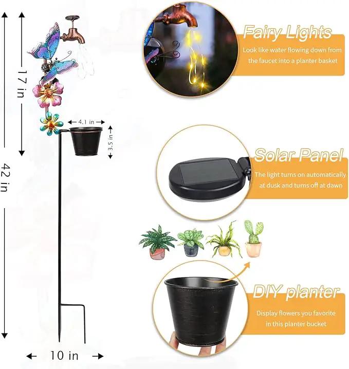 Afirst Solar Outdoor Decorative Butterfly Lights - Faucet Shaped Twinkling Light Garden Stake Decorations for Pathway Lawn Patio Courtyard Backyard by GreenHaven Gardens