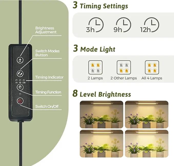Plant Stand With Grow Lights Plant Stand Indoor Plant Shelf Metal Plant Rack Plant Holder Flower Pot Stand for Multiple Plants for Living Room Patio Balcony Garden Porch Black by GreenHaven Gardens