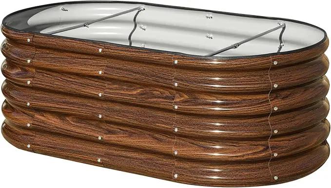 SnugNiture 4x2x1.5ft Raised Garden Bed Outdoor, 17" Tall Galvanized Metal Planter Box, Raised Garden Bed Kit for Planting Vegetables Plants Fruits, Brown by GreenHaven Gardens