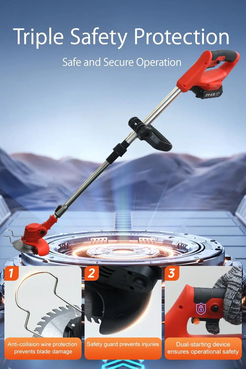 Cordless Weed Wacker,Electric Weed Eater,2 Batteries,Grass Trimmer Cordless,Weed Erimmer Red by GreenHaven Gardens