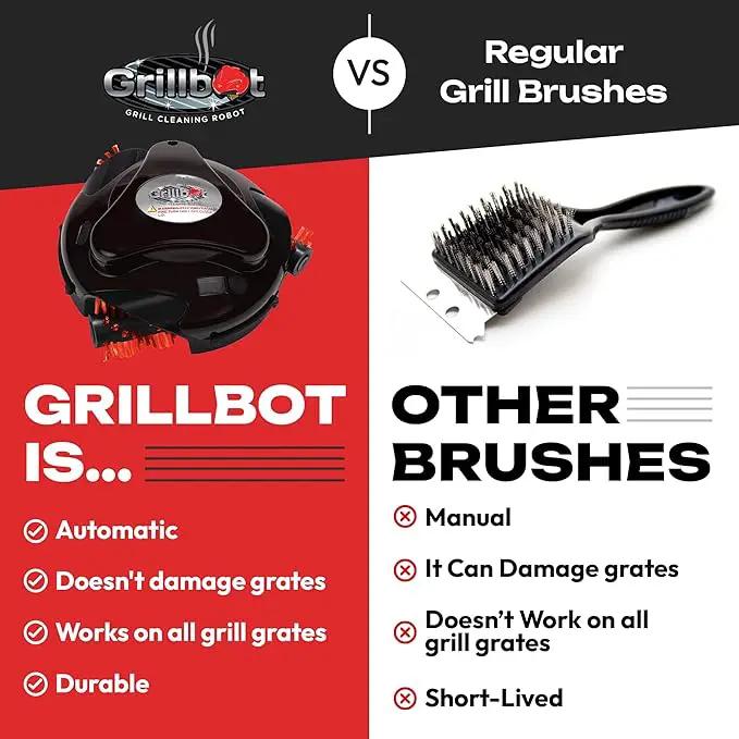 Grillbot Automatic Grill Cleaning Robot with Nylon Brushes, BBQ Grill Cleaner, Grill Brush, Grill Scraper, BBQ Accessories (Black Grillbot) by GreenHaven Gardens