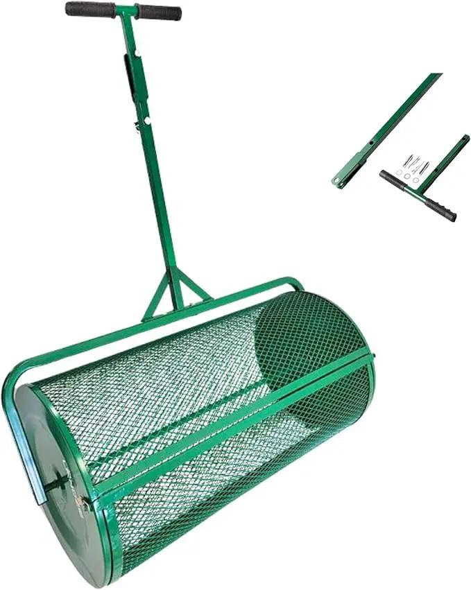 LANDZIE Lawn & Garden Spreaders - 36 Inch Heavy Duty Metal Mesh Basket Push/Tow Spreader - Compost, Peat Moss, Top Soil, Mulch - Durable Lightweight Multi-Purpose Yard Care Equipment - Manure Spreader by GreenHaven Gardens
