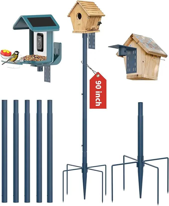 Bird Feeder Pole Stand – 90 Inch Height Feeding Station with 1-Inch Dia Heavy Duty for Hanging Feeders, Bird House Pole Mount Kit for Outdoor, Slip-Fit Connection，Blue by GreenHaven Gardens