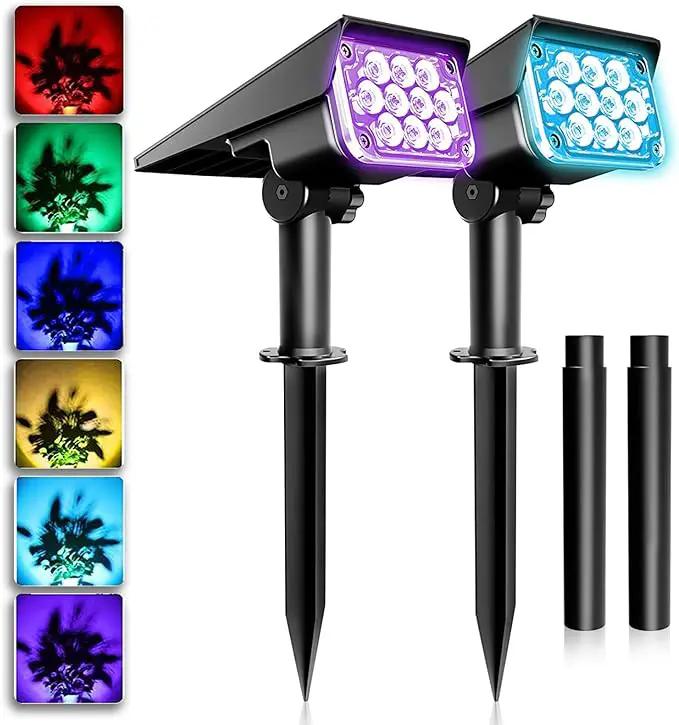 T-SUNUS Christmas Solar Spot Lights Color Outdoor, Solar Powered Halloween Landscape Spotlights IP65 Waterproof 2-in-1 Landscaping Wall Light for Flag Yard Garden Driveway Porch Walkway Pool Patio by GreenHaven Gardens