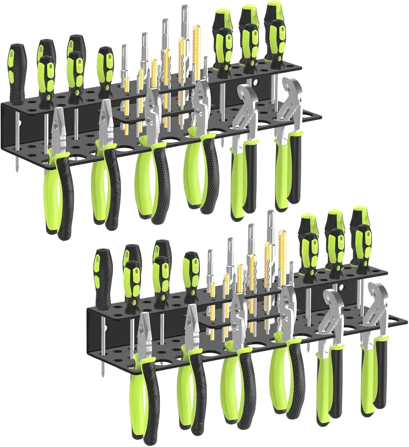 Screwdriver Holder Wall Mount,Heavy Duty Metal Utility Bit Organizer for Screw driver Pliers Drill Bits Small Tools,Screwdriver Organizer Suitable Garages Homes Workshops Sheds (54 holes 2pc) by GreenHaven Gardens