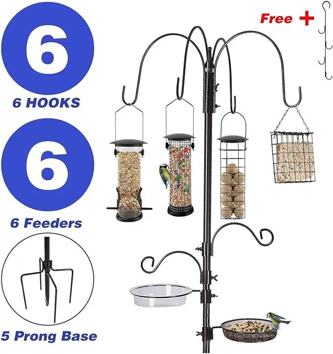 Bird Feeding Station Kit Pole Wild Bird Feeder Hanging Planter Hanger Multi Feeder Hanging with Metal Suet Feeder Bird Bath for Attracting Wild Birds by GreenHaven Gardens