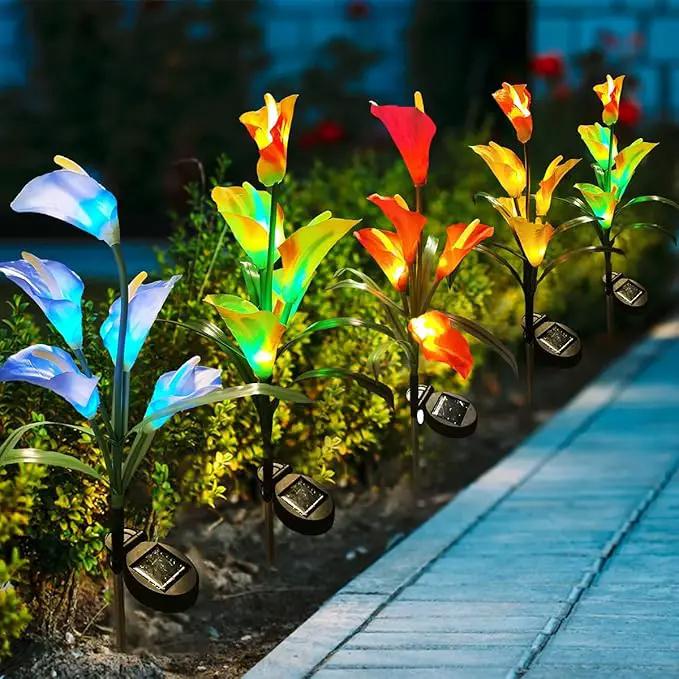 Veesee Solar Calla Lily Light, 2-Pack Solar Powered Flower Lights, Outdoor Multi-Color Changing Stake Lamp, Christmas Gift LED Yellow Calla Lily Lights for Garden Outdoor Landscape Lawn Yard by GreenHaven Gardens