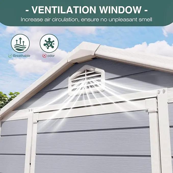 Storage Shed Plastic Outdoor Storage Shed Waterproof Container House with Lockable Door and Transparent Window for Garden, Lawn, Backyard, Patio (6x4FT) by GreenHaven Gardens