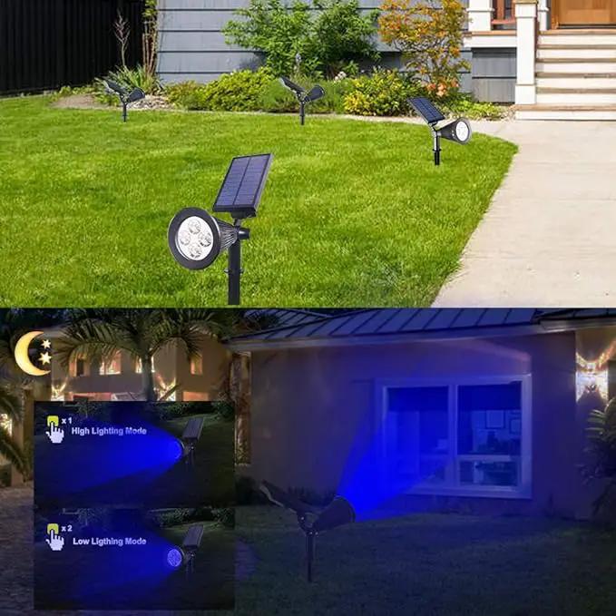 Solar Spotlights Outdoor Waterproof Adjustable Solar Garden Landscape Spot Light, 4 LEDs 2-in-1 Auto On/Off Solar Inground Lights for Patio Yard Garden Driveway Pathway (2 Pack, Blue) by GreenHaven Gardens