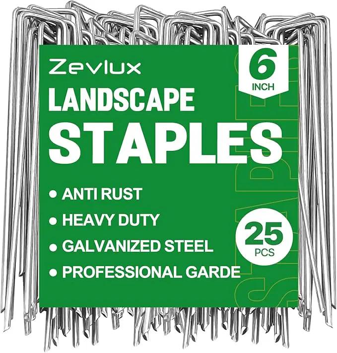 25pcs 6 Inch Garden Landscape Staples 11 Gauge Galvanized Lawn Stakes, Heavy Duty Sod Pins for Fences, Lawns, Weed Barriers, and Landscape Fabrics, Netting, Irrigation Hose, Floor Mats by GreenHaven Gardens
