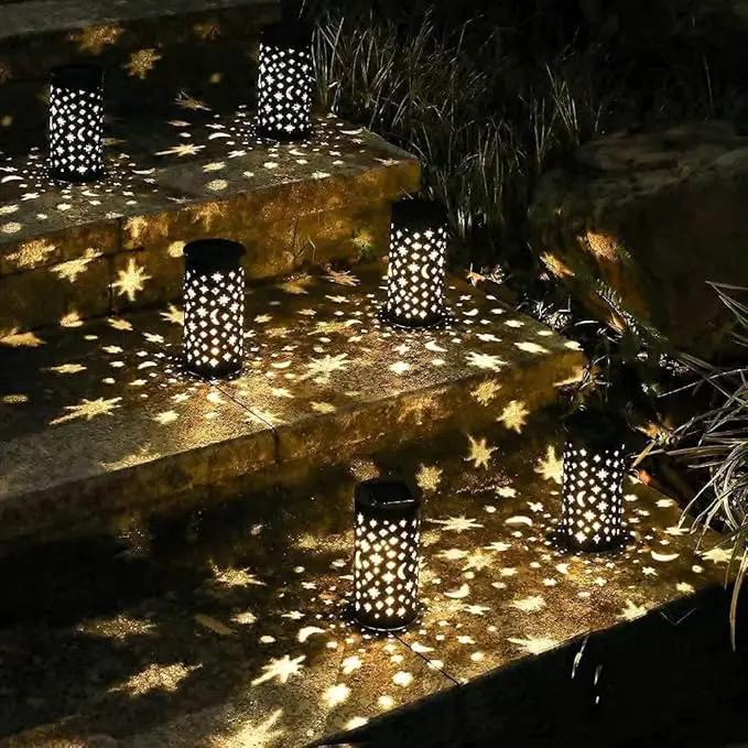 6 Pack Solar Light Outdoor Garden Patio Pathway Landscape Lights Yard Driveway Lawn Walkway Decoration Star Moon Solar Lantern Waterproof Outside Path Hanging Sidewalk Courtyard Black by GreenHaven Gardens