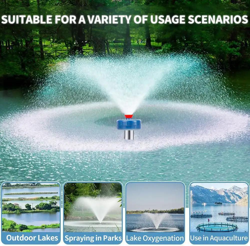 Stainless Steel Pond Fountain Aerator, 1HP 110V Stainless Steel Pond Jet System Fully Automatic Powerful Lake Floating Fountain for Ponds, Lakes by GreenHaven Gardens