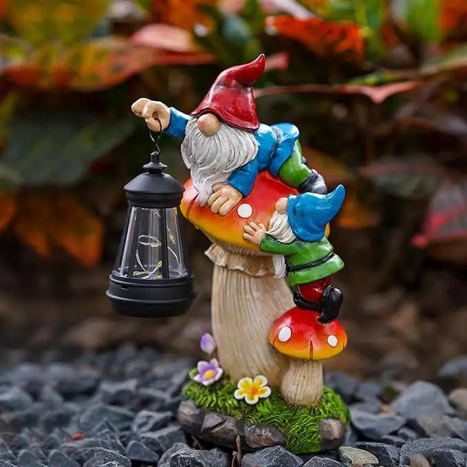 C&Y&G&X Solar Garden Gnome Statue - Waterproof Outdoor Mushroom Decor with Solar Lantern LED Lights for Yard, Lawn, Patio – Ideal Gifts for Mom Grandma Women Wife Sister by GreenHaven Gardens
