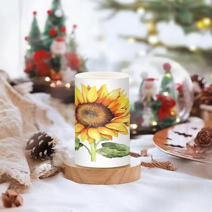 Flickering Flameless Candles, Beautiful Sunflower LED Candles with Remote Timer, Set of 2 Battery Operated Candle for Valentine Wedding Birthday by GreenHaven Gardens