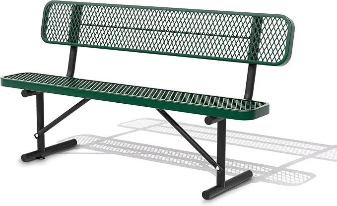 4/6/8 Feet Park Bench for Outside Heavy Duty Metal, Garden Benches Outdoor Bench with Backrest & Portable Frame, for Shopping Malls Stores Parks Patios Decks, Green by GreenHaven Gardens
