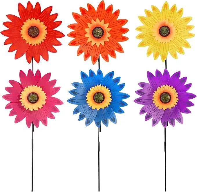 6pcs Sunflower Lawn Pinwheels Wind Spinners Large Windmill Pinwheel for Garden,Yard, Party Outdoor Decor (Sunflower Pinwheels) by GreenHaven Gardens