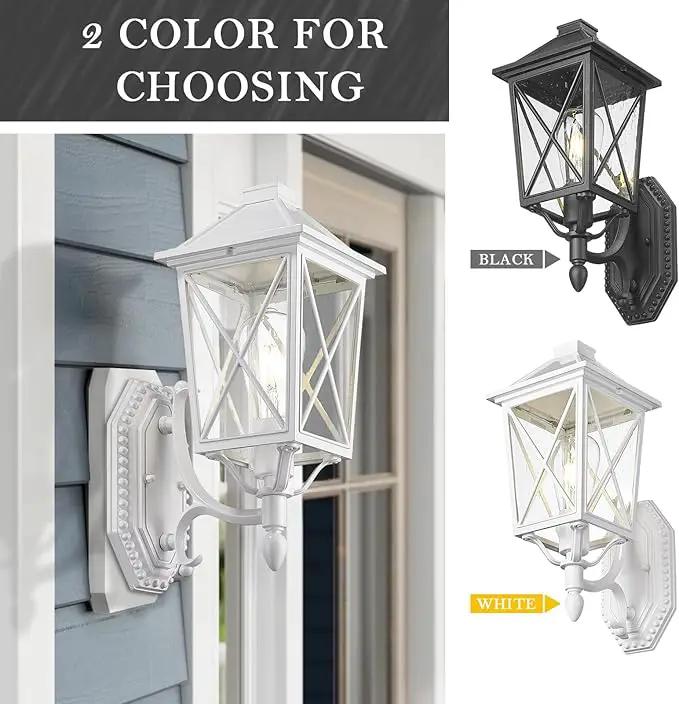 Darkaway Outdoor Wall Light Fixture,Outside Porch Lights Wall Mounted Seeded Glass Exterior Waterproof Lantern Modern E26 Socket Wall Sconce Lighting for Front Door Yard Patio by GreenHaven Gardens