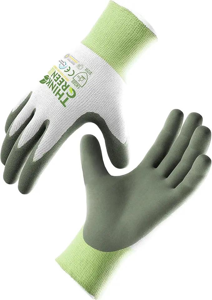 COOLJOB 3 Pairs Gardening Gloves for Women Men, 100% Recycled Polyester with Rubber Coated for Garden Patio Yard Lawn Work, Green, White & Grey, Medium Size by GreenHaven Gardens