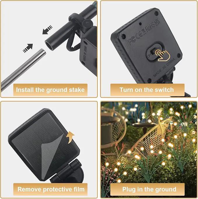 4 Packs Solar Garden Lights, New Upgraded Leaf Design 40 LED Solar Firefly Lights, Waterproof Solar Landscape In-Ground Path Lights Outdoor Decorations for Patio Yard Garden, Warm White by GreenHaven Gardens