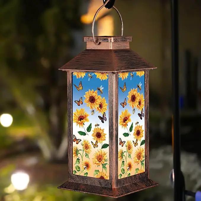 Solar Lantern Outdoor Waterproof Sunflower Butterfly Garden Decor Birthday Gifts for Women Mom and Grandma Solar LED Plastic Decorative Hanging Light for Yard(Sunflower Butterfly) by GreenHaven Gardens