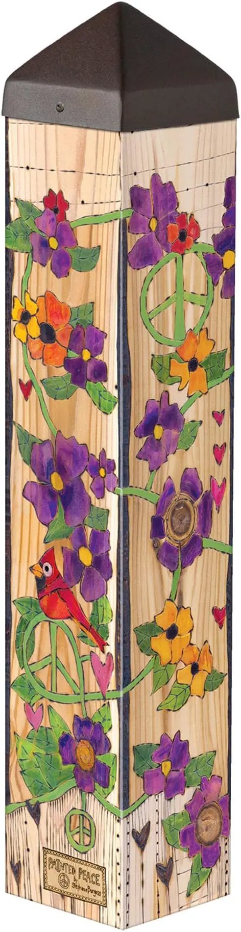 Studio M Art Pole, PVC Weather Resistant Pole with Vinyl Bowl 20 inches Tall Outdoor Decoration for Gardens, Patios, Yards, Landscaping and Birding Accessories, Always in Our Hearts by GreenHaven Gardens