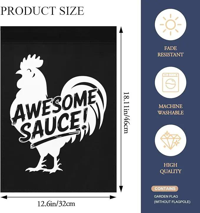 Awesome Sauce Rooster Garden Flag Art Banners House by GreenHaven Gardens