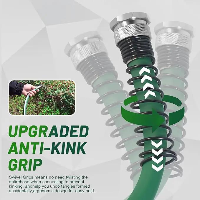 Heavy Duty Garden Hose 50 ft – Outdoor Hybird Water Hose with Solid Fitting - Flexible, Kinkless, Lightweight Garden Hose for Lawn Watering, Car Washing - Burst 500 Psi (50 ft) by GreenHaven Gardens