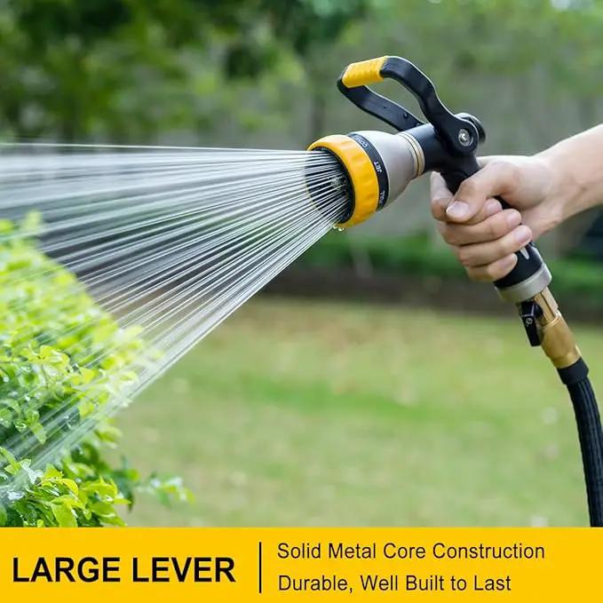 FANHAO Heavy Duty Fireman's Hose Nozzle, Metal Water Nozzle with 8 Spray Patterns, High Pressure Garden Hose Sprayer with Lever Control and Non-Slip Grip to Water Plants & Lawns, Wash Cars & Clean by GreenHaven Gardens