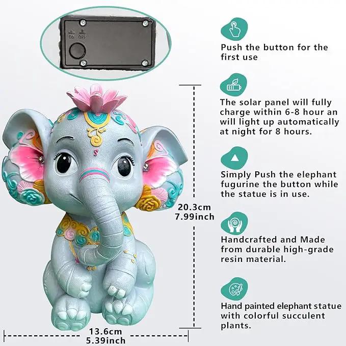Solar Garden Outdoor Statue Elephant with 4 LED Lights,Lawn Decor Statue for Patio, Balcony,Yard Ornament,Ideal Gift for Christmas,Women,Mom,Grandma,Birthday or Unique Housewarming by GreenHaven Gardens