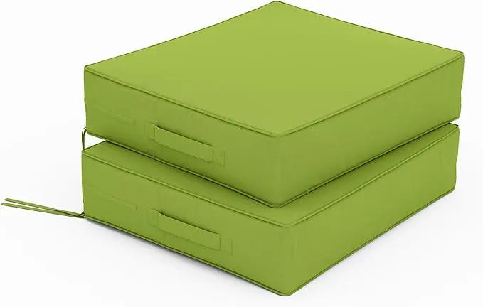 Patio Chair Cushions 18.5 X 16 X 4 Inch Waterproof Outdoor Seat Cushions for Patio Furniture, Outdoor Sofa Couch Pads with Ties & Handle, Set of 2, Grass Green by GreenHaven Gardens