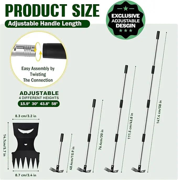 Weed Puller Tool with Long Handle - 58" Manual Weeder Remover Tool, 2 in 1 Hand Weed Rake and Garden Hoe for Gardening, Heavy Duty Uprooting Weeding Pull for Yard, Lawn, Patio and Garden by GreenHaven Gardens