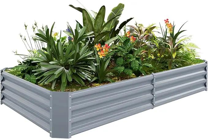Land Guard 6×3×1ft Galvanized Raised Garden Bed Kit for Vegetables, Galvanized Large Metal Planter Raised Garden Boxes Outdoor(Modern Grey)… by GreenHaven Gardens