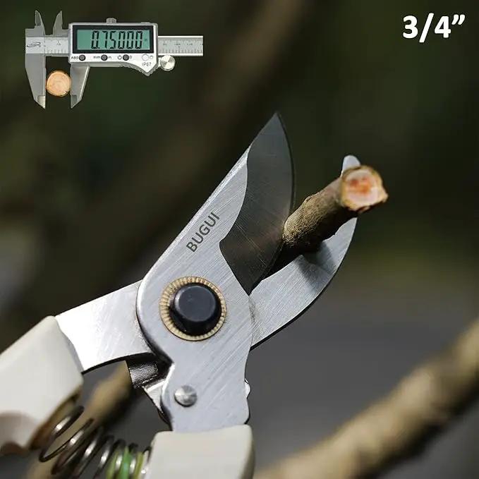 BUGUI Pruning Shears Garden Shears - Premium Alloy Steel Bypass Pruner, Precision-ground Blades, Heavy Duty Gardening Tools, 7" (H101) by GreenHaven Gardens