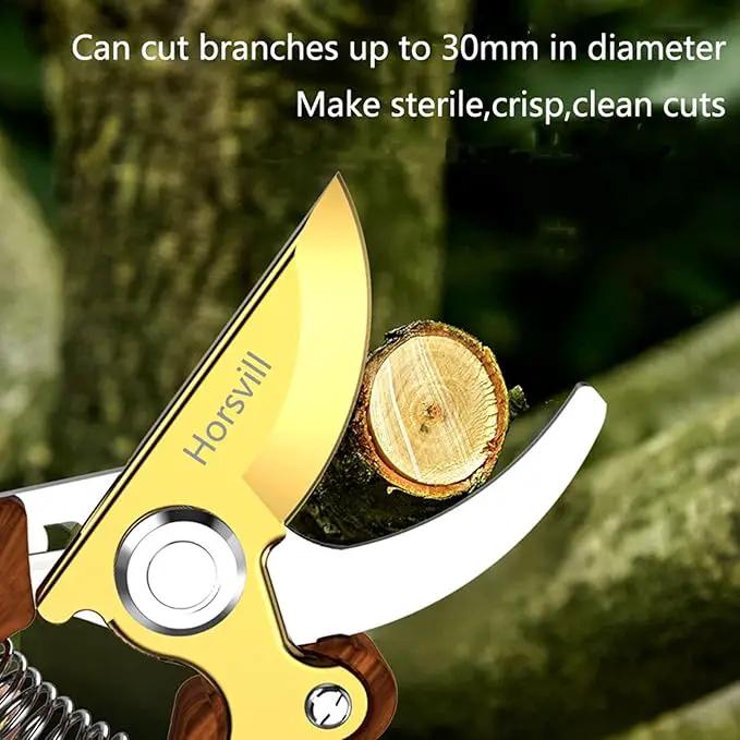 Garden Shears, Japanese Floral branch cutters, Snips for Gardening, Flower scissors Florist clippers, Hand Held Pruners for Gardening Heavy Duty, Pruning shears for garden (Wood grain) by GreenHaven Gardens