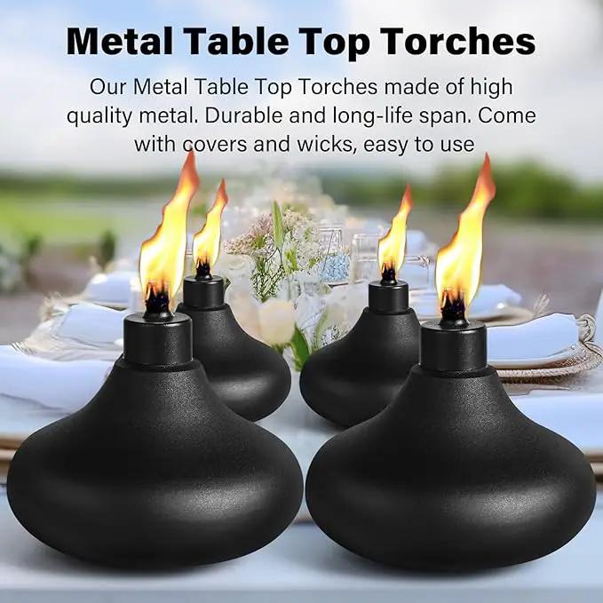 6 Pack Metal Table Top Torches, 24.5oz Citronella Torches for Outside, Refillable Flame Light Torch, Decorative Tabletop Lantern for Yard, Patio, Deck, Garden, Party, Landscape by GreenHaven Gardens