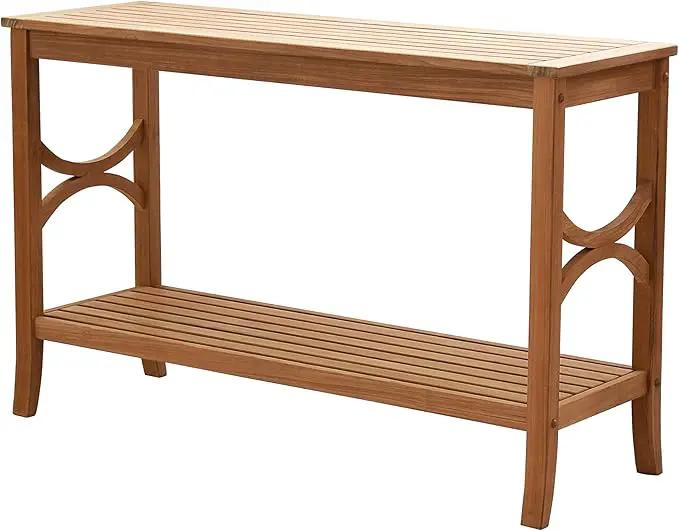 Cambridge Casual Chester Teak Wood Outdoor Console Table – Durable Accent Table for Patio, Deck, Porch and Garden - Perfect for Displaying Plants, Décor, Beverage and Other Outdoor Essential by GreenHaven Gardens