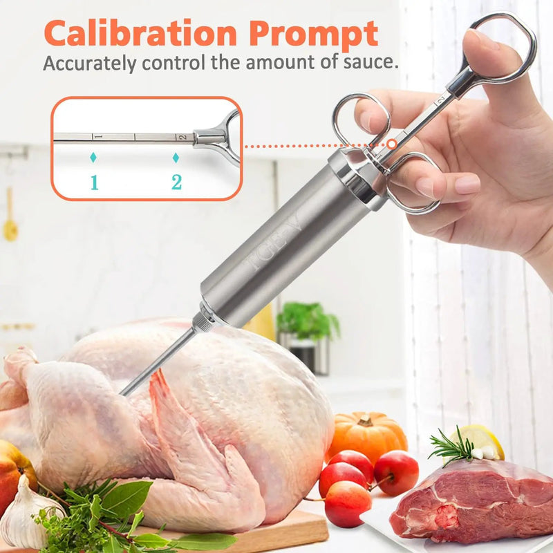 Meat Injector Syringe, Injector Marinades for Meats, Turkey, Brisket; Come with 3 Marinade Injector Needles; Meat Injectors for Smoking and BBQ, 2-OZ by GreenHaven Gardens