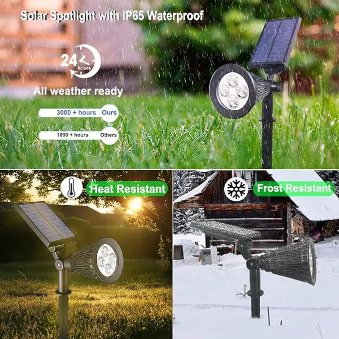 Solar Spotlights Outdoor Waterproof Adjustable Solar Garden Landscape Spot Light, 4 LEDs 2-in-1 Auto On/Off Solar Inground Lights for Patio Yard Garden Driveway Pathway (2 Pack, Blue) by GreenHaven Gardens